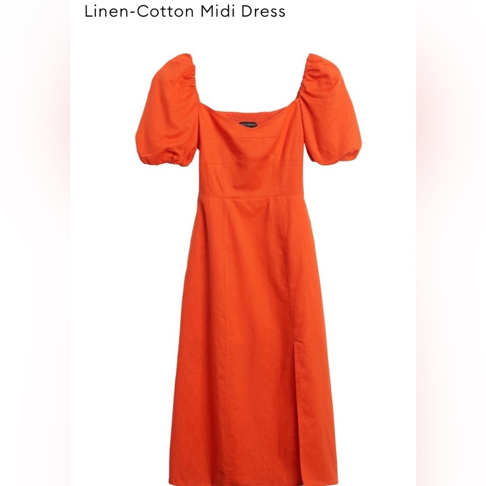 NWT Banana Linen-Cotton Midi Dress
